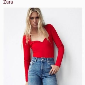 ZARA RED SWEETHEART NECKLINE NWOT